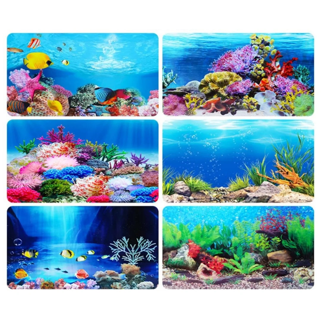 3D Double-Sided Aquarium Background Poster – Ocean Plants Landscape Decoration for Fish Tank Setup (Multiple Sizes)