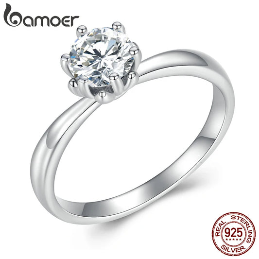 0.8 Carat Round Moissanite Engagement Ring – 14K Gold Plated 925 Sterling Silver with D Color VVS1 Stone for Women