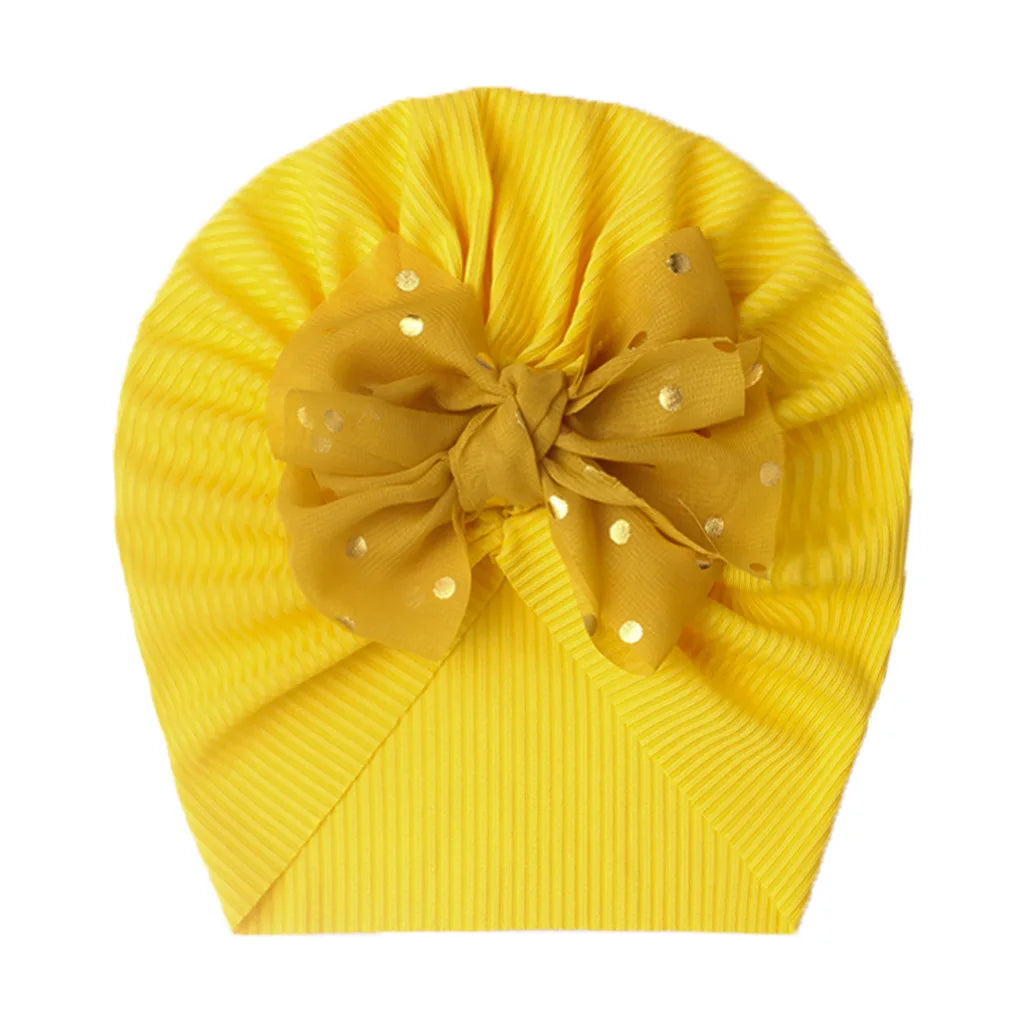 Soft Cotton Baby Turban Hat with Bow – Infant Girl Beanie for Newborn to 2 Years, Photography & Daily Wear