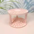 360° Rotating Makeup Organizer Box – Multi-Compartment Brush & Lipstick Holder with Vertical Stripe Design