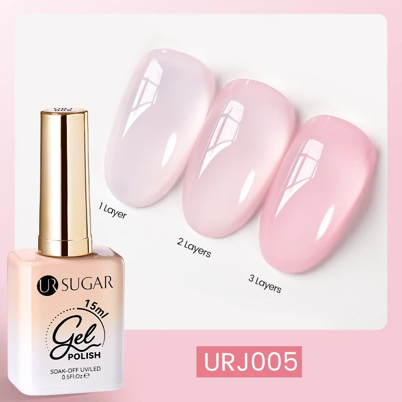 UR SUGAR 15ml Blood Red Jelly Gel Polish – Translucent Crystal Nude Gel for Fall & Winter UV/LED Manicure
