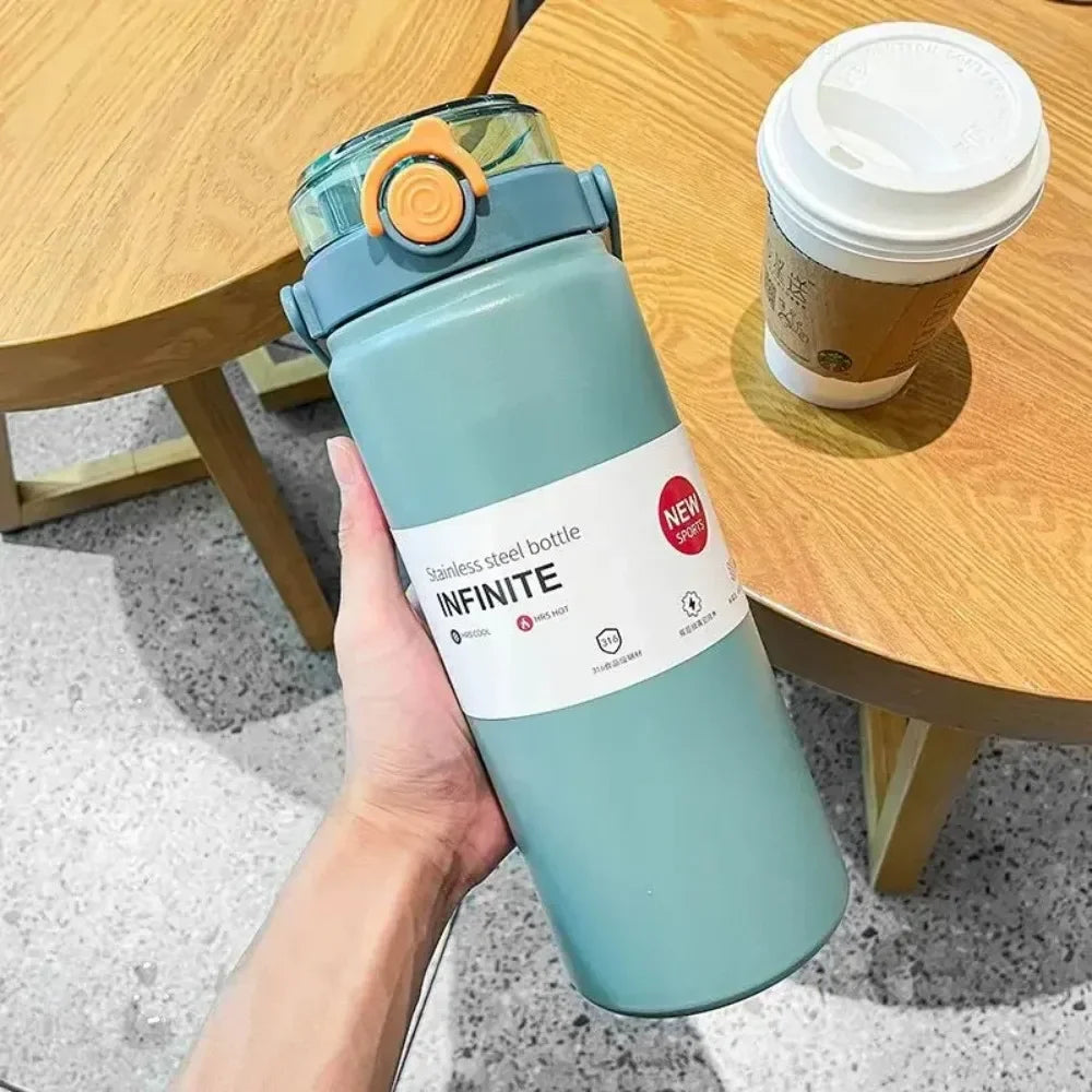 316 Stainless Steel Thermos Bottle – Large Capacity Vacuum Flask with Straw, Hot & Cold Insulated Kettle 1000–1200ml