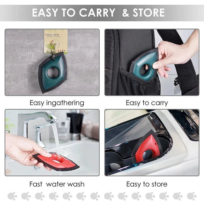 4-Mode Pet Hair Remover Brush – Reusable Silicone Cleaning Tool for Dog & Cat Hair on Carpets, Furniture, and Car Seats
