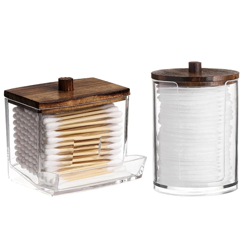 Bathroom Organizer Jar Set with Clear Lids – Qtip Holder, Cotton Swab Dispenser, Cotton Ball Storage