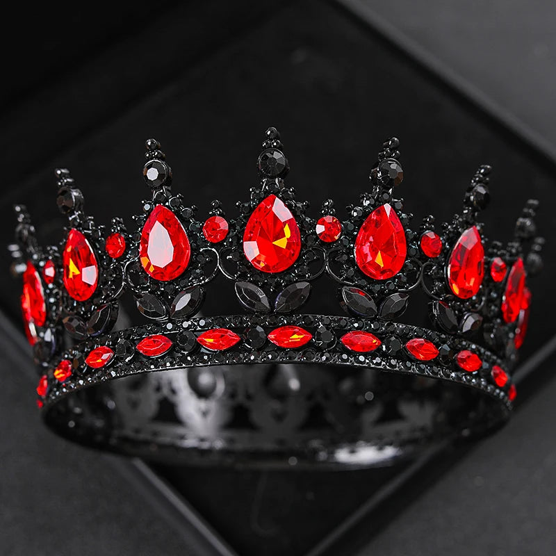 Baroque Round Rhinestone Wedding Crown – Vintage Crystal Tiara Headpiece for Bridal, Queen, or Pageant Looks