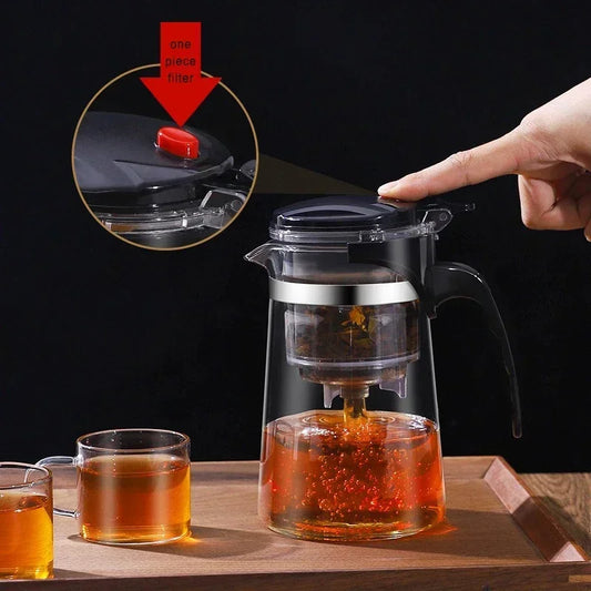 Chinese Style Kung Fu Teapot – Heat Resistant Glass Teapot with Tea-Water Separation Filter for Home or Office Use