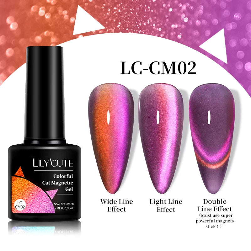 7ml Dynamic Reflective Cat Eye Magnetic Gel – Glitter Soak-Off Nail Polish with 3D Magnet Effect