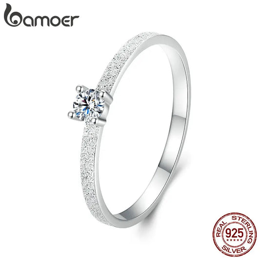 0.1 Carat Round Moissanite Engagement Ring – White Gold Plated 925 Sterling Silver Solitaire Band for Women