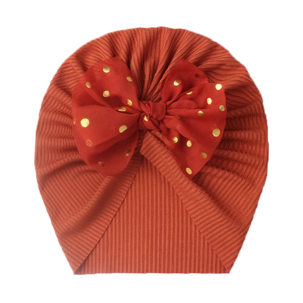 Soft Cotton Baby Turban Hat with Bow – Infant Girl Beanie for Newborn to 2 Years, Photography & Daily Wear