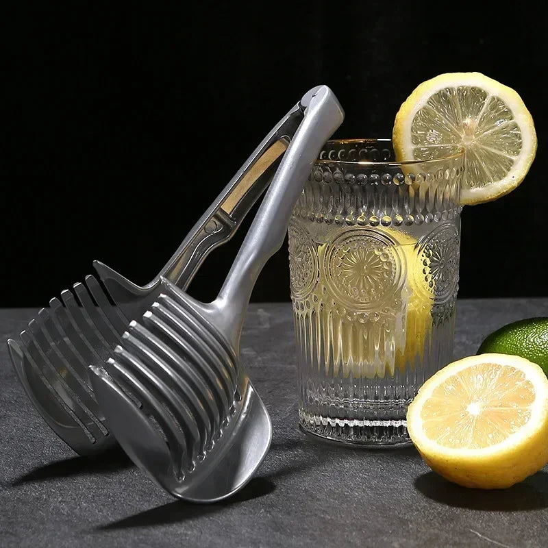 Stainless Steel Handheld Fruit and Vegetable Slicer – Orange, Lemon, Tomato, Onion Cutter Clip for Kitchen Prep