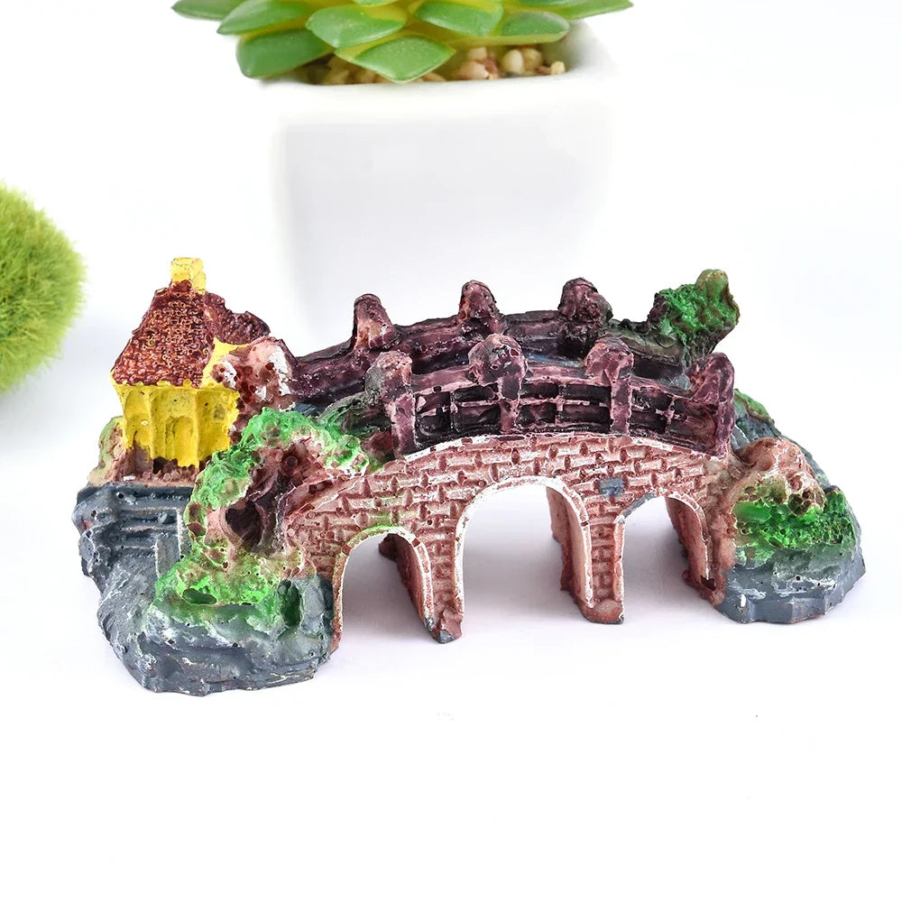 Artificial Resin Bridge Decoration for Aquariums – Rockery-Style Fish Tank Ornament for Landscaping and Aquatic Decor