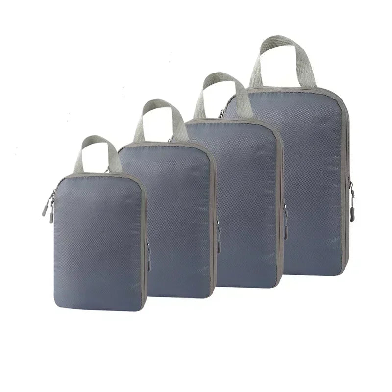 4-Piece Travel Compression Packing Cubes – Waterproof Luggage Organizers for Clothes and Makeup