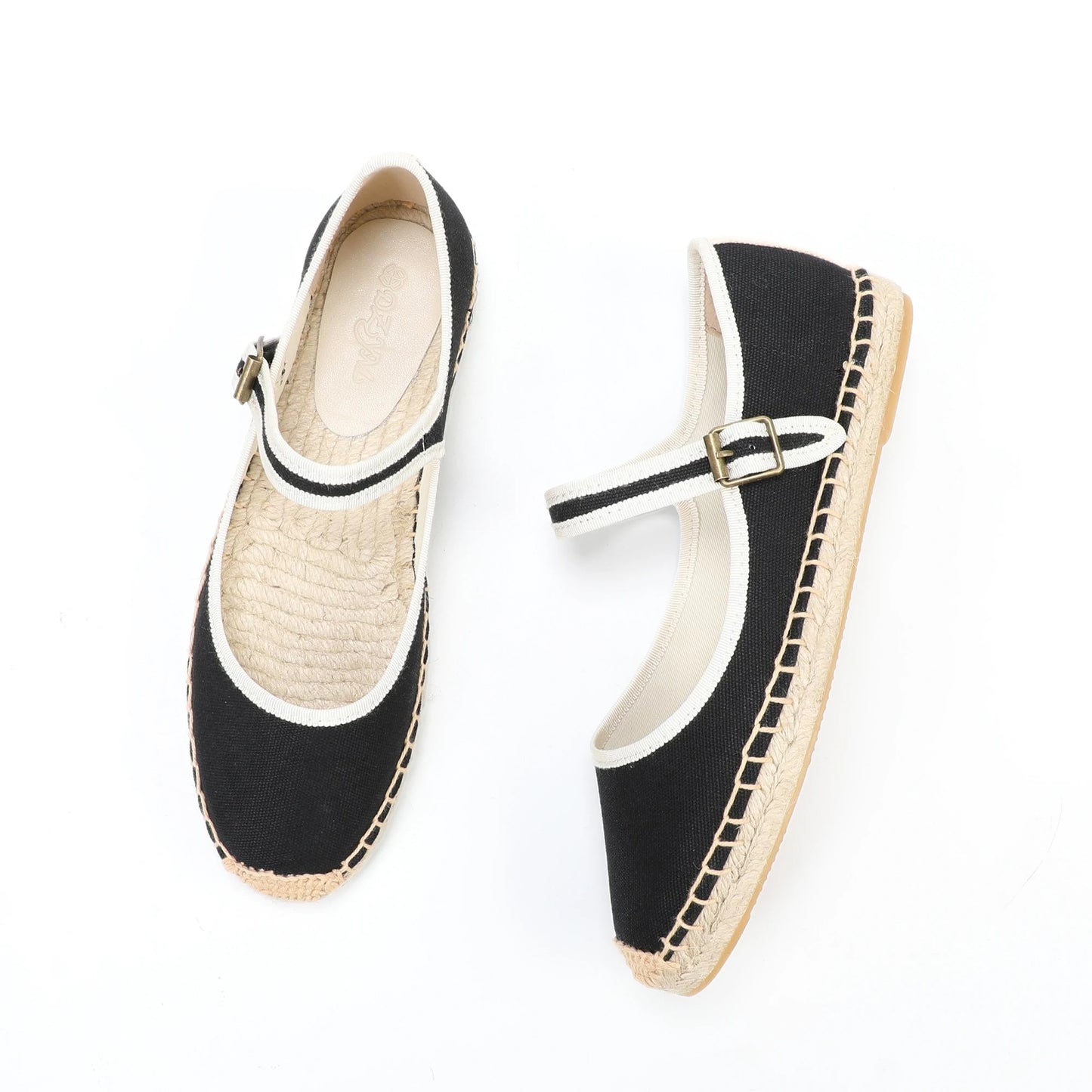 Breathable Canvas Mary Jane Espadrille Flats – Women's Loafers with Buckle Strap for Spring & Autumn