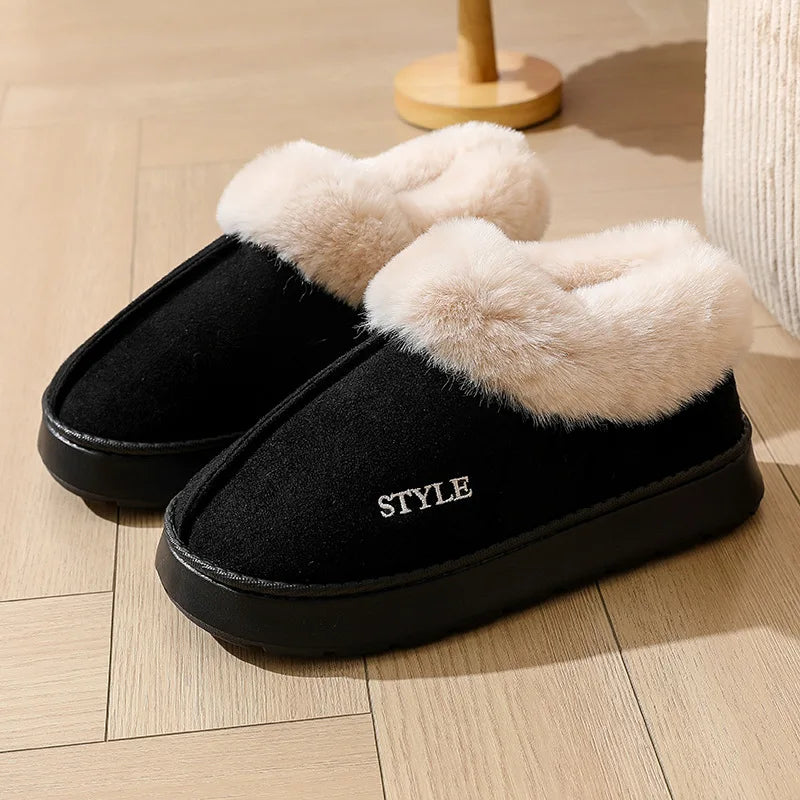 Women's Anti-Slip Faux Suede Snow Boots – Thick Plush Winter Platform Slip-On Shoes