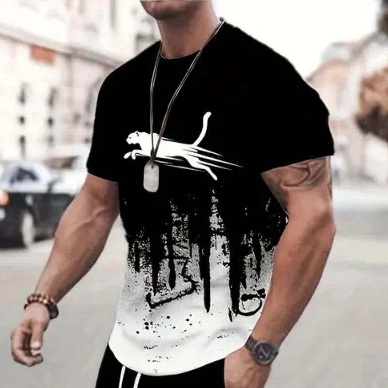 3D Animal Print Men's T-Shirt – Lightweight Sports and Street Style Oversized Tee