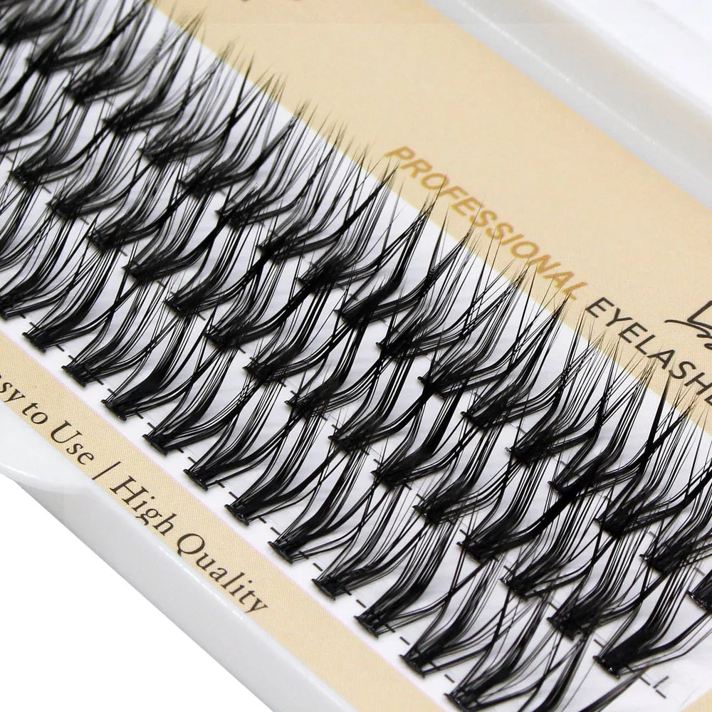 60pcs 30D Cluster Eyelash Extensions – C/D/L Curl Foxy Eyes Cat Look Natural Individual Lashes (8–16mm)