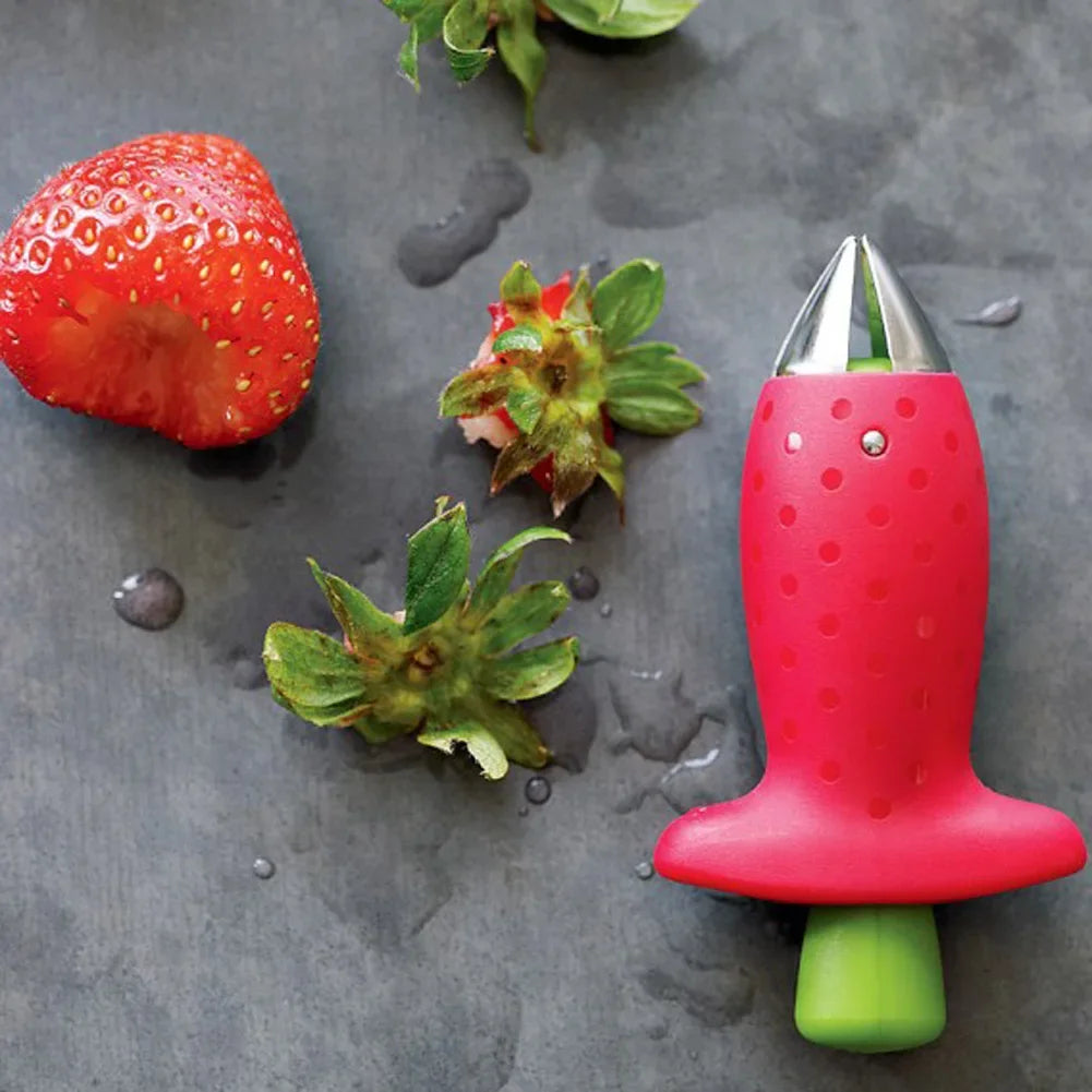 Strawberry Huller and Slicer Tool – Stainless Steel Leaf Stem Remover for Fruit, Salad, Cake, and Kitchen Prep