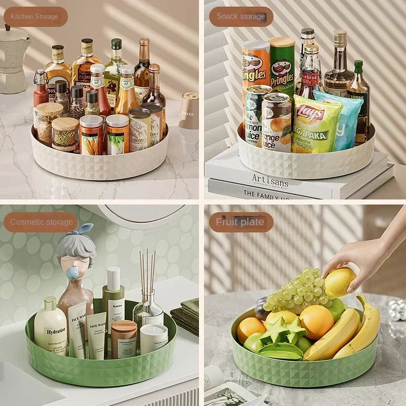 360° Rotating Seasoning Storage Rack – Multifunctional Turntable Organizer Tray for Kitchen, Pantry, or Cosmetics