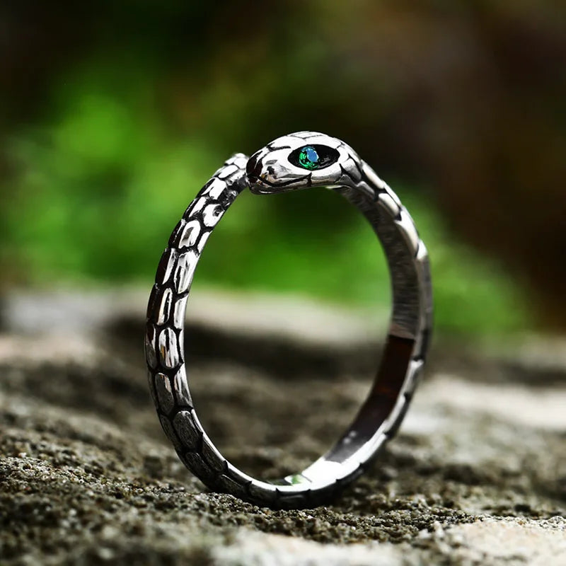 Adjustable Snake-Shaped 925 Sterling Silver Ring for Women – Vintage-Inspired Statement Jewelry