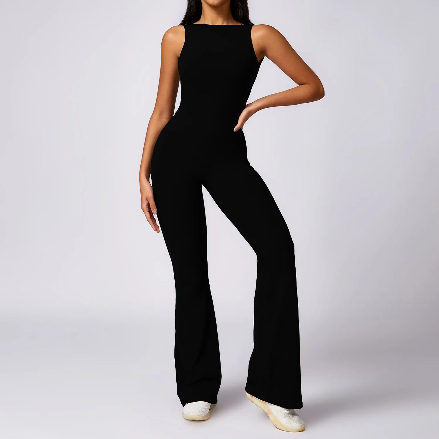 Women's One-Piece Sleeveless Yoga Jumpsuit – Full Body Gym Workout Bodysuit