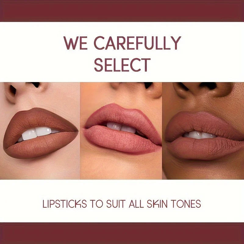USHAS 12-Color Matte Lipstick & Lip Liner Set – Long-Lasting, Waterproof, Non-Stick Cup Makeup Kit