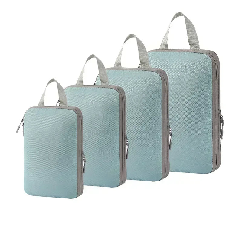 4-Piece Travel Compression Packing Cubes – Waterproof Luggage Organizers for Clothes and Makeup