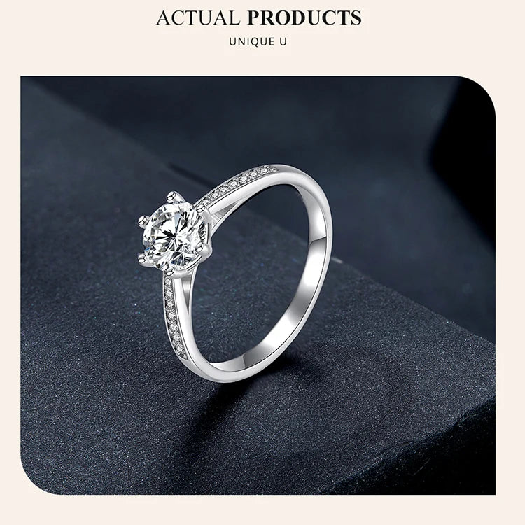 0.8 Carat Moissanite Engagement Ring – D Color VVS1 Stone with Zircon Accents on 925 Sterling Silver for Women