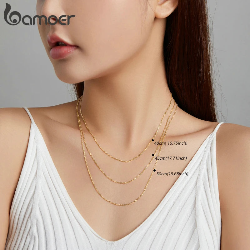 925 Sterling Silver Adjustable Link Chain Necklace – Classic Lobster Clasp Design for Women