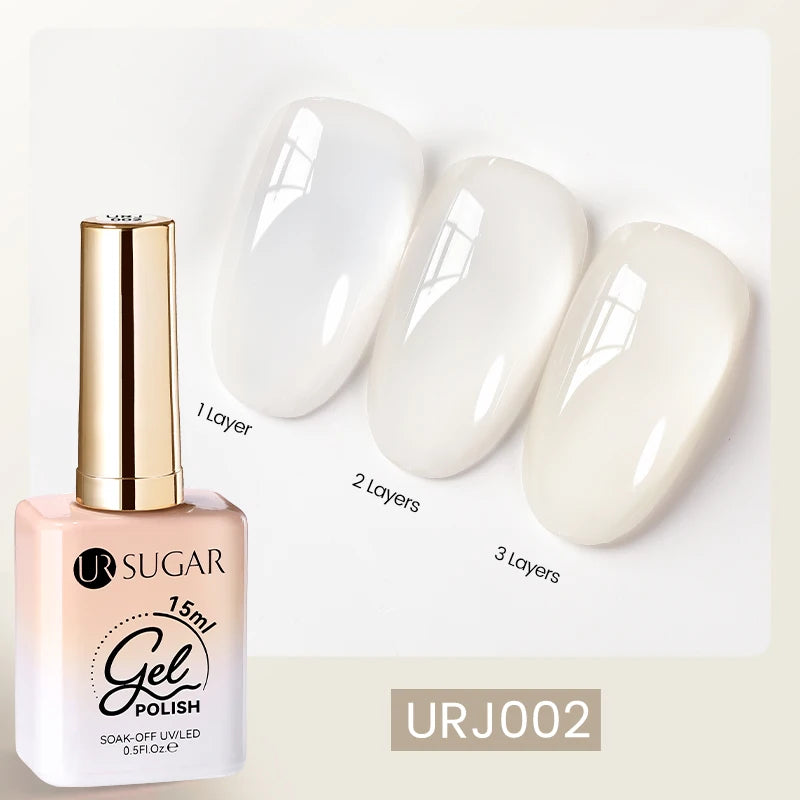 UR SUGAR 15ml Blood Red Jelly Gel Polish – Translucent Crystal Nude Gel for Fall & Winter UV/LED Manicure