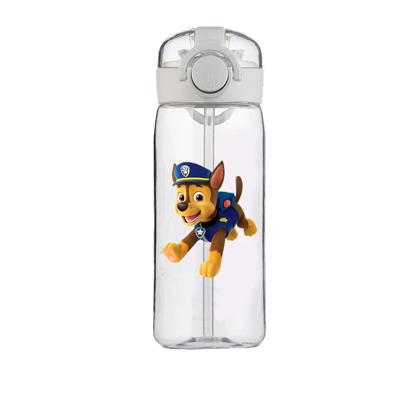 400ml PAW Patrol Chase Water Bottle – Leak-Proof Cartoon Plastic Cup with Straw for Kids, School, and Outdoor Sports Use