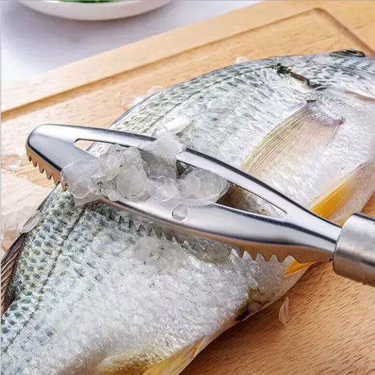 Stainless Steel Fish Scale Remover – Fast Cleaning Tool with Scraper, Peeler, Bone Scaler & Tweezer for Efficient Fish Prep