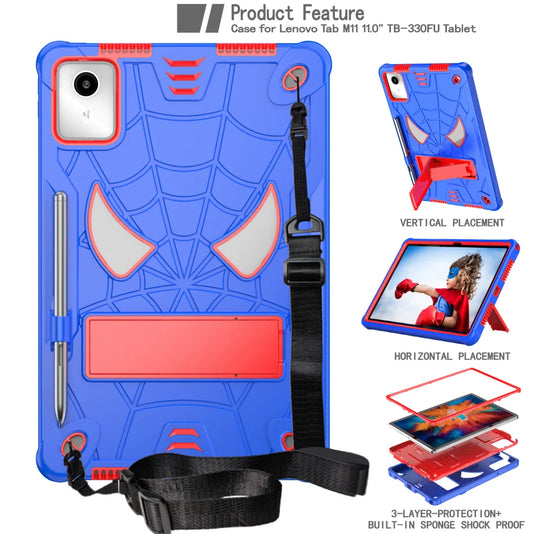 Shockproof Case for Lenovo Tab M11 TB-331FC TB-330FU – 3-Layer Silicone Stand Cover with Shoulder Strap