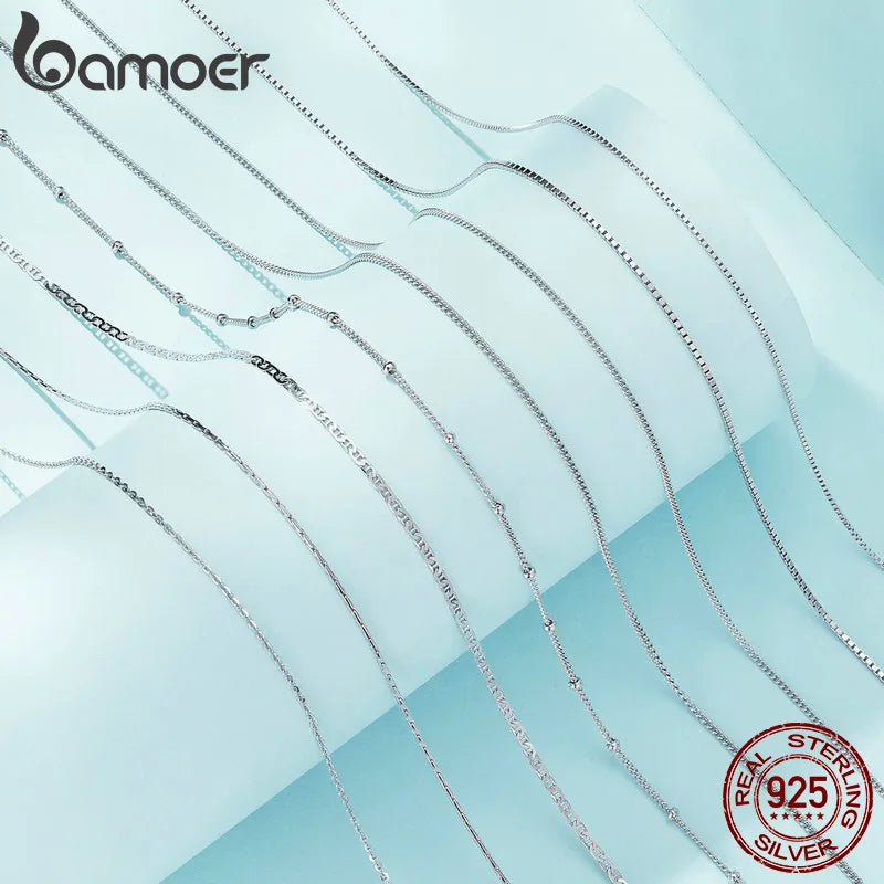 925 Sterling Silver Adjustable Link Chain Necklace – Classic Lobster Clasp Design for Women