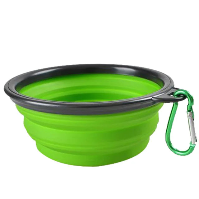 Collapsible Silicone Dog Bowl with Carabiner – Portable Folding Pet Food & Water Dish for Travel, Hiking & Camping (350ml)