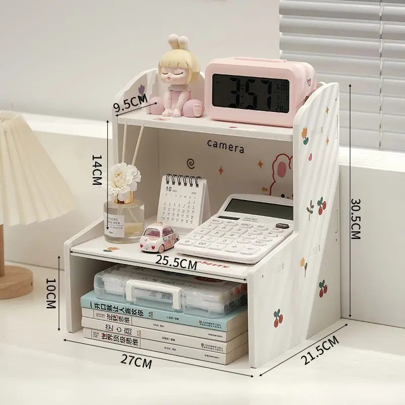 2-Layer Desktop Storage Organizer – Multifunctional Shelf for Skincare, Cosmetics, Stationery & Books