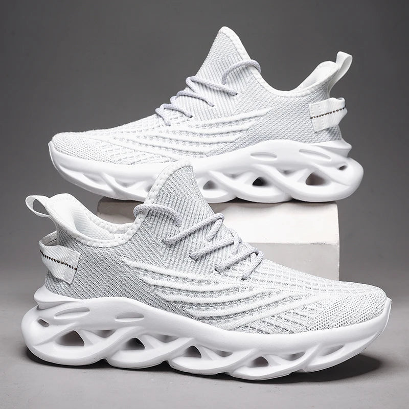 Unisex Red Mesh Running Shoes – Breathable Lightweight Slip-On Sneakers with EVA Cushioning, Flying Weave Gym & Outdoor Footwear for Tennis or Long Distance