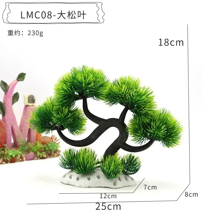 Simulation Aquarium Plant Decoration – Plastic Water Plants, Flowers, Trees, and Rock Accessories for Fish Tank Landscaping