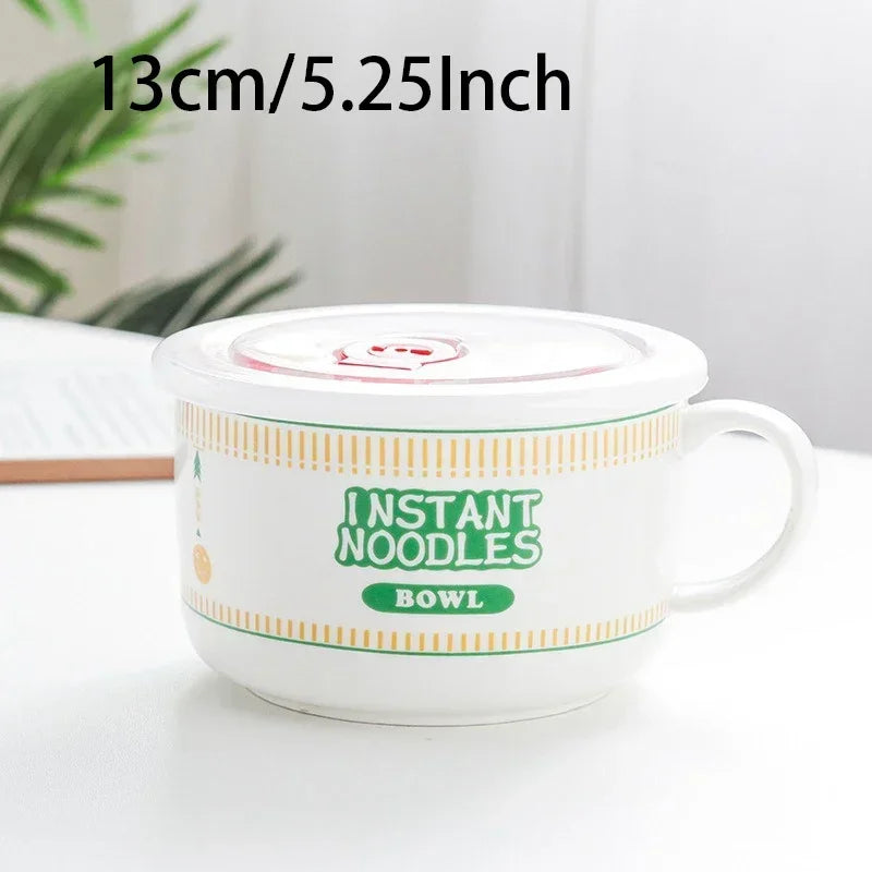 800/1100ml Korean-Style Ceramic Ramen Bowl – Microwave-Safe Leakproof Bowl for Noodles, Soup, Salad & More