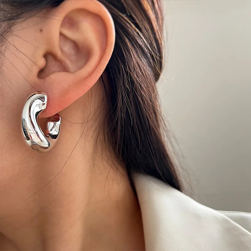 C-Shaped Irregular Stud Earrings – Trendy Geometric Jewelry for Women and Girls
