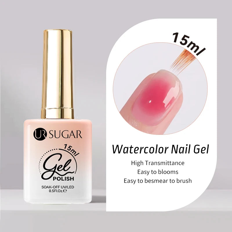UR SUGAR 15ml Blood Red Jelly Gel Polish – Translucent Crystal Nude Gel for Fall & Winter UV/LED Manicure