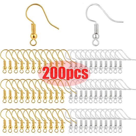 100/200pcs Stainless Steel Hypoallergenic Earring Hooks – DIY Jewelry Making Clasps & Findings for Handmade Earrings