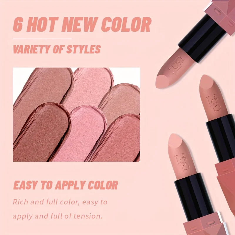 Color Matte Velvet Nude Lipstick – Long-Lasting Waterproof Moisturizing Lip Makeup