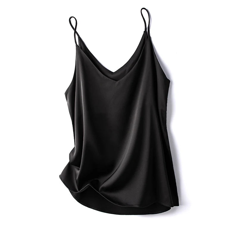 Women's Slim Fit V-Neck Camisole – Solid Color Sleeveless Crop Tank Top for Summer Y2K and Office Casual Style