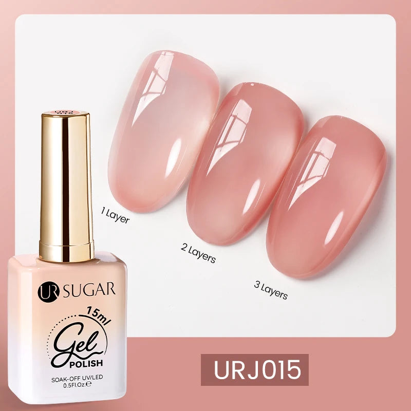 UR SUGAR 15ml Blood Red Jelly Gel Polish – Translucent Crystal Nude Gel for Fall & Winter UV/LED Manicure
