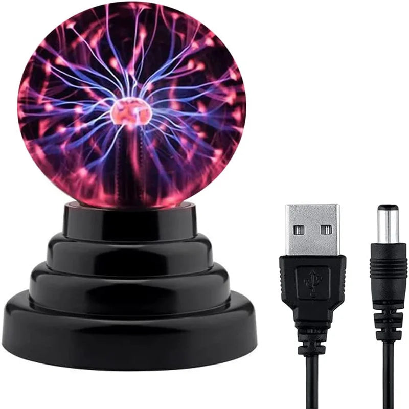 8-Inch Magic Plasma Ball Lamp – Touch-Sensitive Glass LED Night Light for Bedroom, Kids Party, and Science Decor