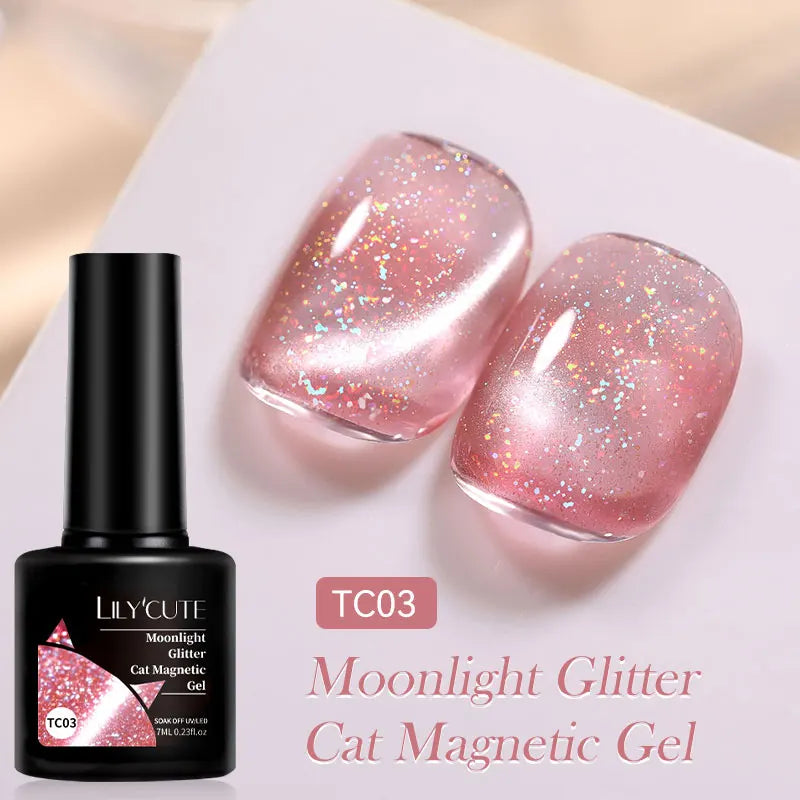 7ml Dynamic Reflective Cat Eye Magnetic Gel – Glitter Soak-Off Nail Polish with 3D Magnet Effect