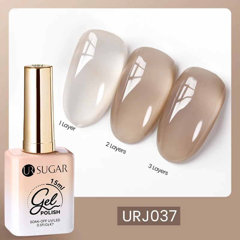 UR SUGAR 15ml Blood Red Jelly Gel Polish – Translucent Crystal Nude Gel for Fall & Winter UV/LED Manicure