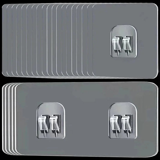 Waterproof Adhesive Wall Hooks – No-Drill Removable Transparent Storage Rack for Bathroom, Kitchen, and Home Use