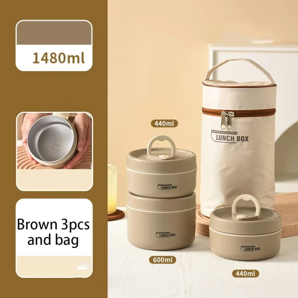Stackable Stainless Steel Insulated Bento Lunch Box – Leakproof & Microwavable Food Container with Separate Layers