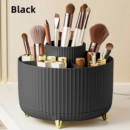 360° Rotating 5-Slot Makeup Brush Holder – Multi-Functional Desktop Organizer for Vanity & Bathroom Storage